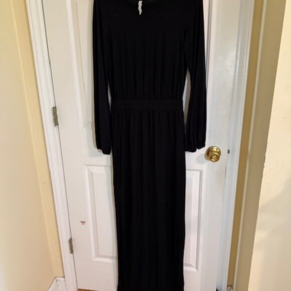 Rachel Pally Long Sleeve Cinched Cuff Maxi Dress in Black Sz L - Picture 1 of 10